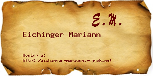 Eichinger Mariann névjegykártya